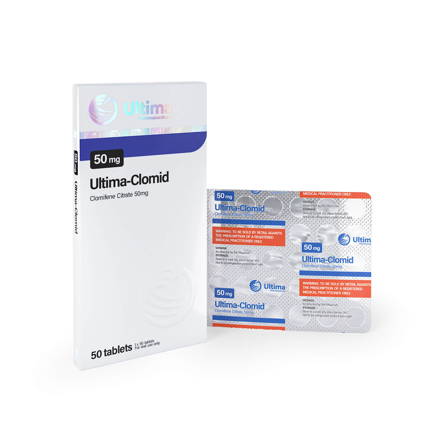 ultima clomid 50 pills x 50 mg