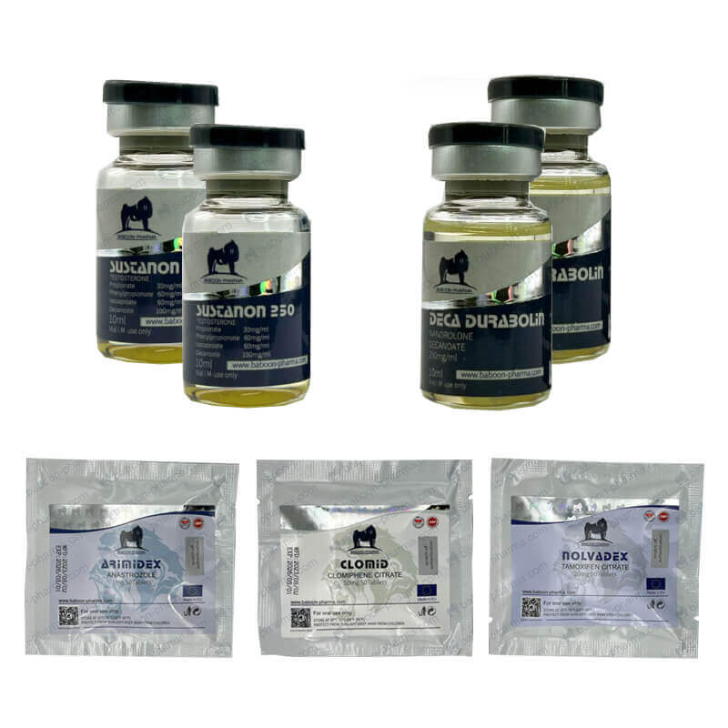 LEVEL II (INJECT) Mass Gain Pack: SUSTANON + DECA + PCT (8 weeks) Baboon Pharma