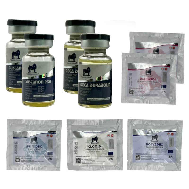 LEVEL III (INJECT) Mass Gain Pack: SUSTANON + DECA + DIANABOL (8 weeks) Baboon Pharma