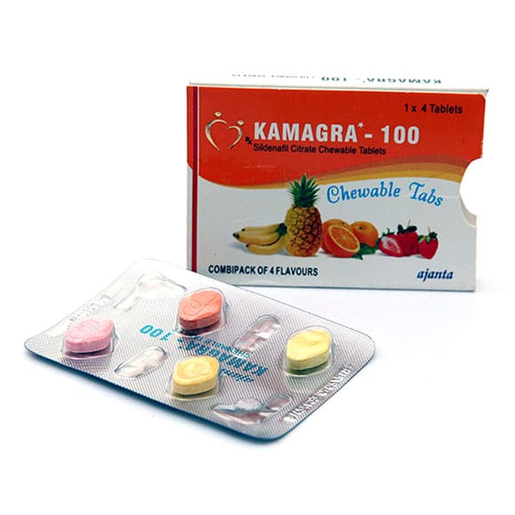 Kamagra 100 Chewable tabs Four Flavors Sildenafil Citrate CT 1×4 Pharmacy EU