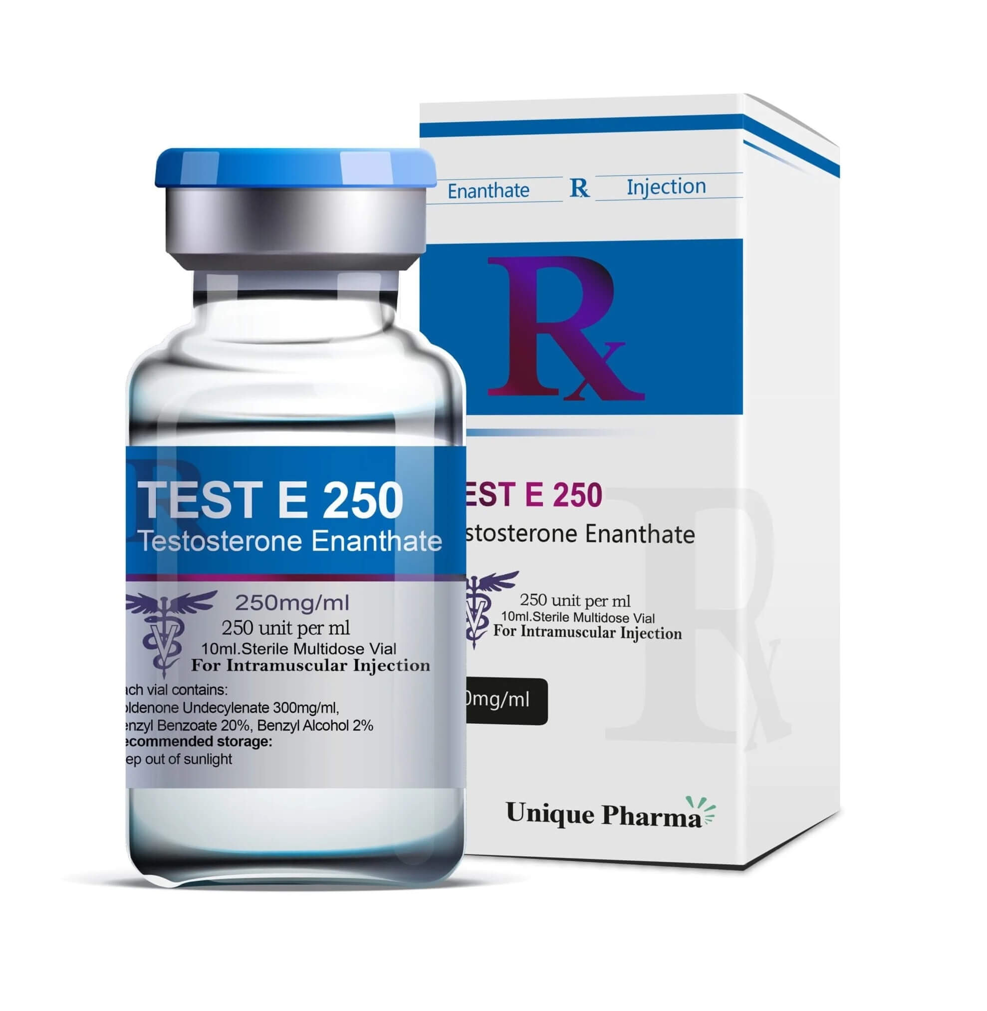 Test E 250 - Testosterone enanthate (250 mg/ml 10 ml) - UNIQUE-PHARMA